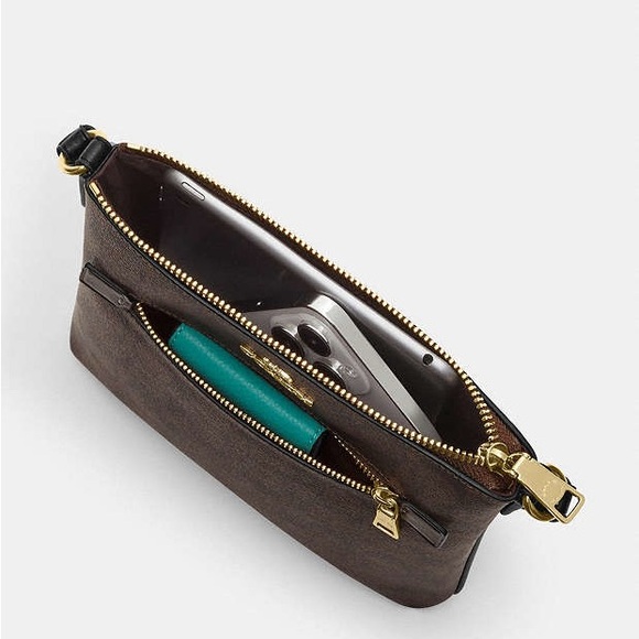 New COACH Mini Rowan File Bag In Signature Canvas With Bow Print - Picture 6 of 10